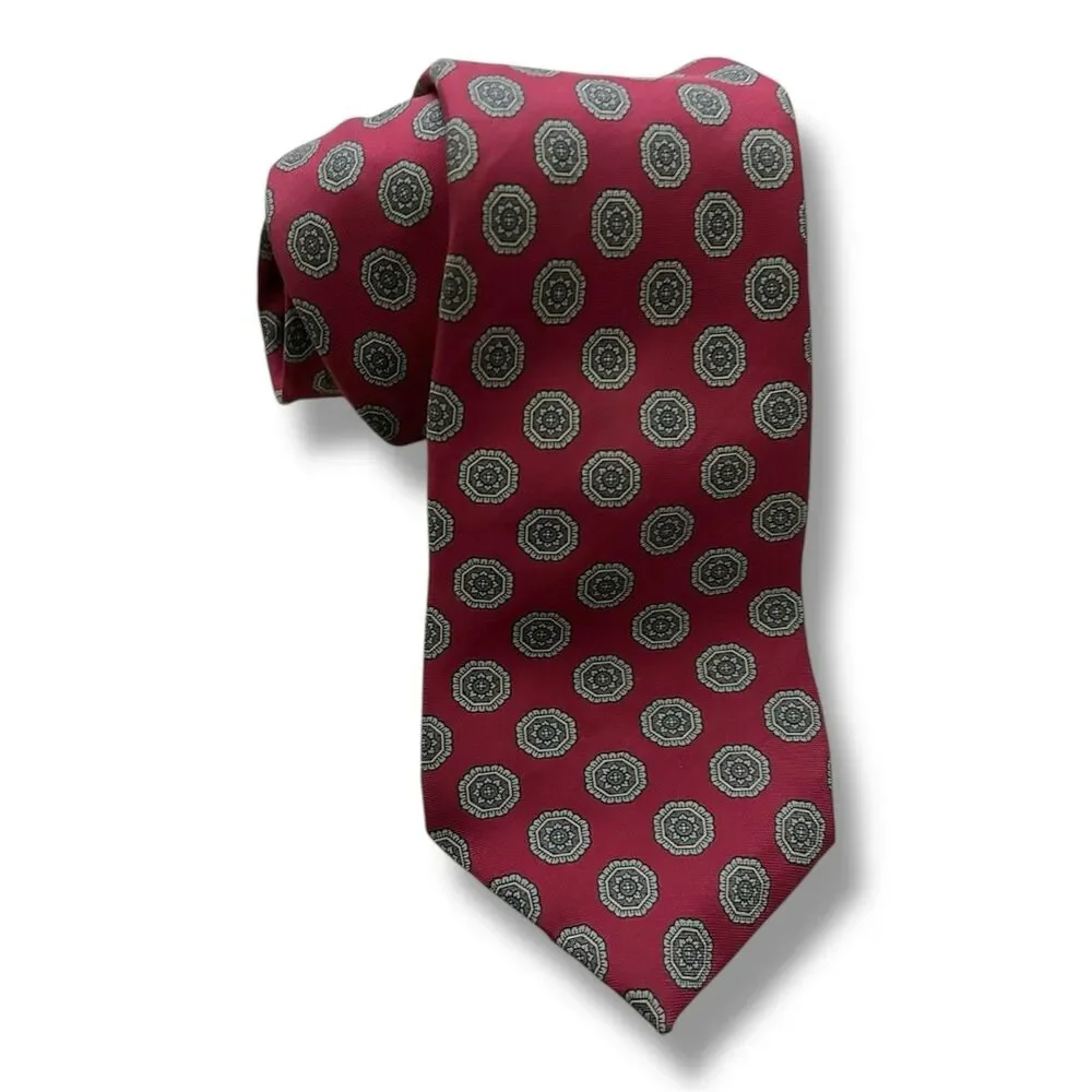Vtg Red Men Tie 100% Silk 56” X 3.5”